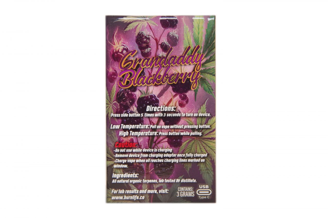 Burn - 3g - Grandaddy Blackberry (Indica) - Image 2