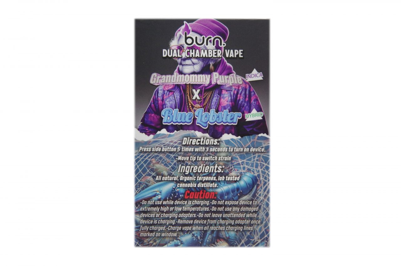 Burn - 6g Dual - Grandmommy Purple (Indica) x Blue Lobster (Hybrid) - Image 2